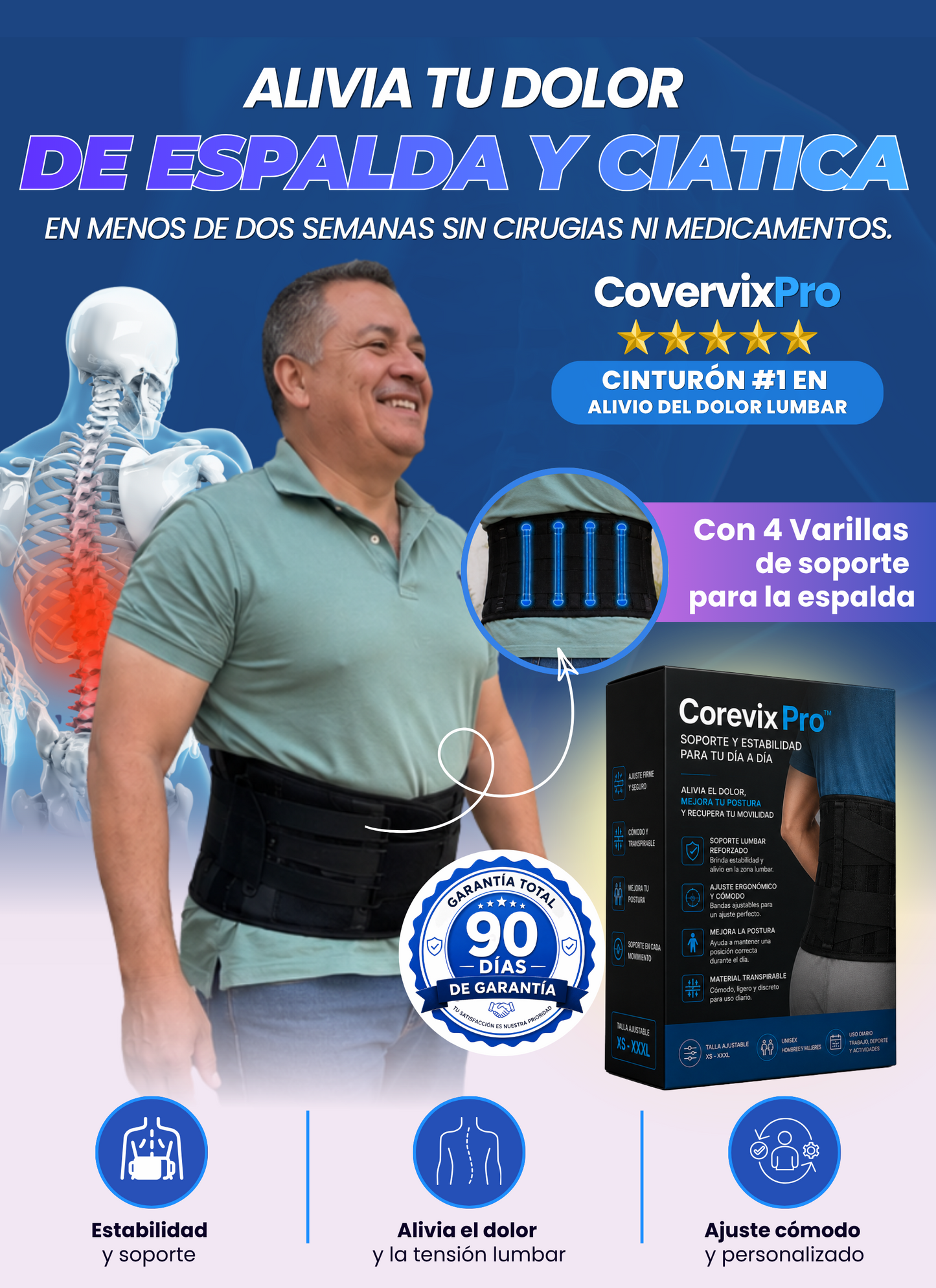 Cinturón Lumbar 4 Varillas